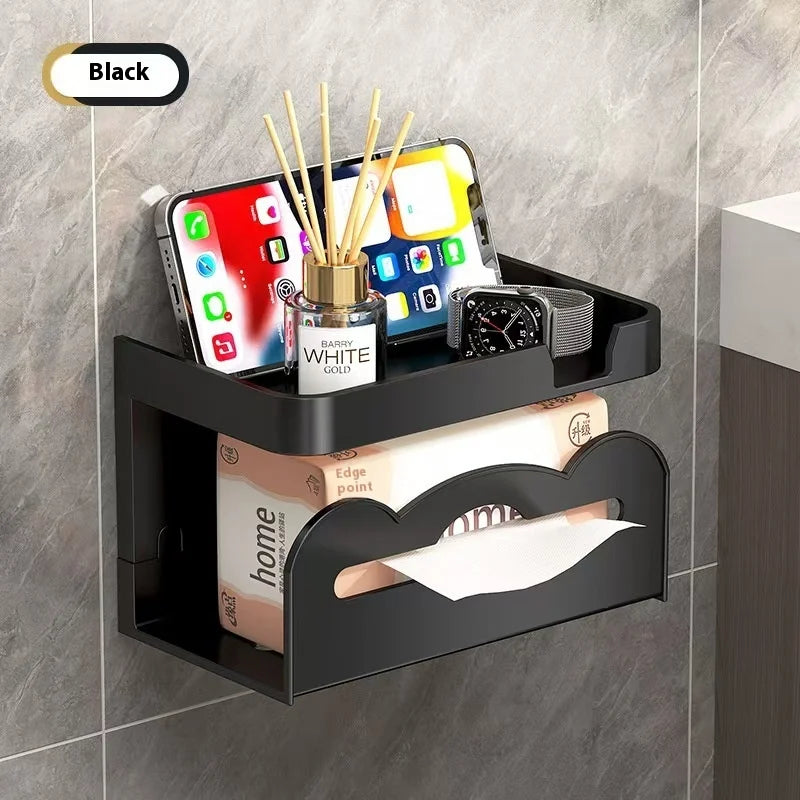 Toilet Paper Holder Plastic Storage Rack Kitchen Towel Placement Of Seasoning Bottles Bathroom Wall Roll Of Paper Phone Storage