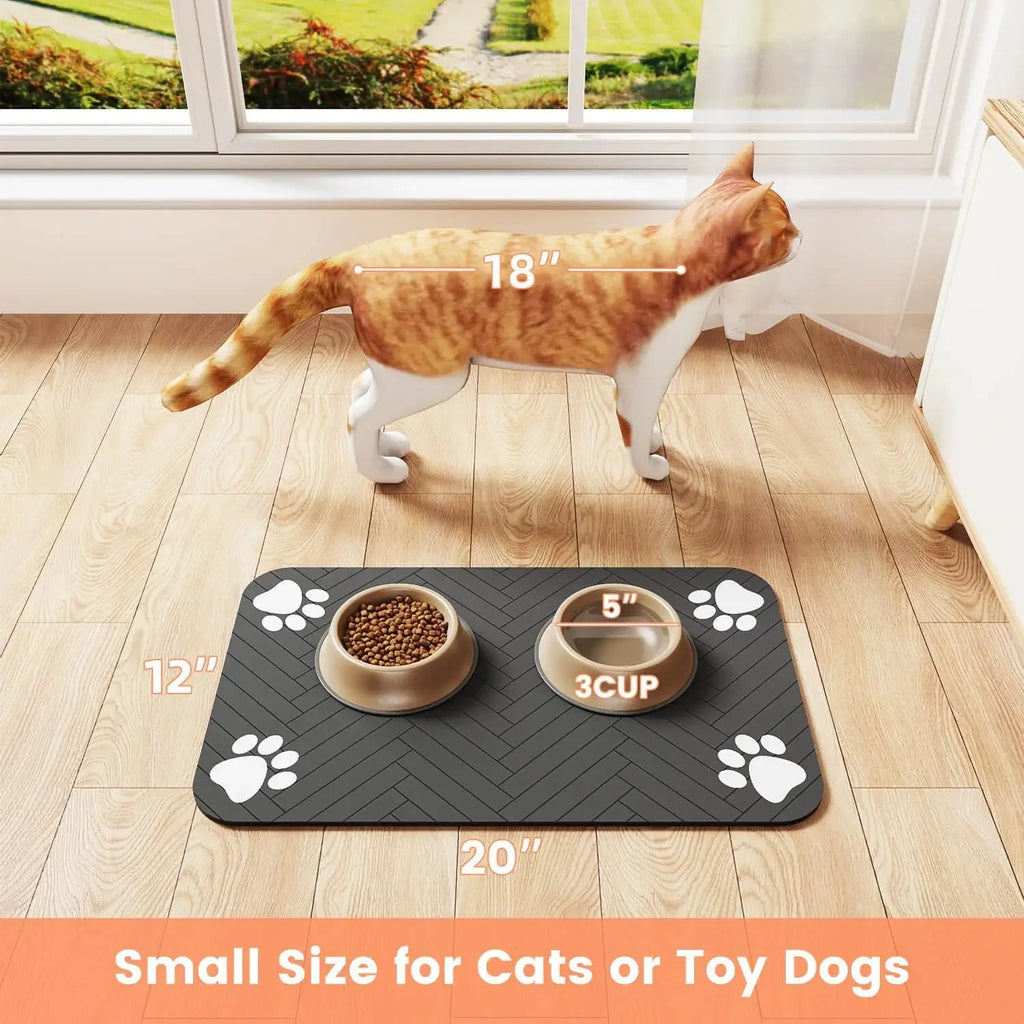 S（little kitten ）、M、L bsorbent Pet Feeding Mat, Waterproof Placemat for Dog & Cat Food & Water Bowls, Quick-Dry Rubber Backing - Zecs shopping