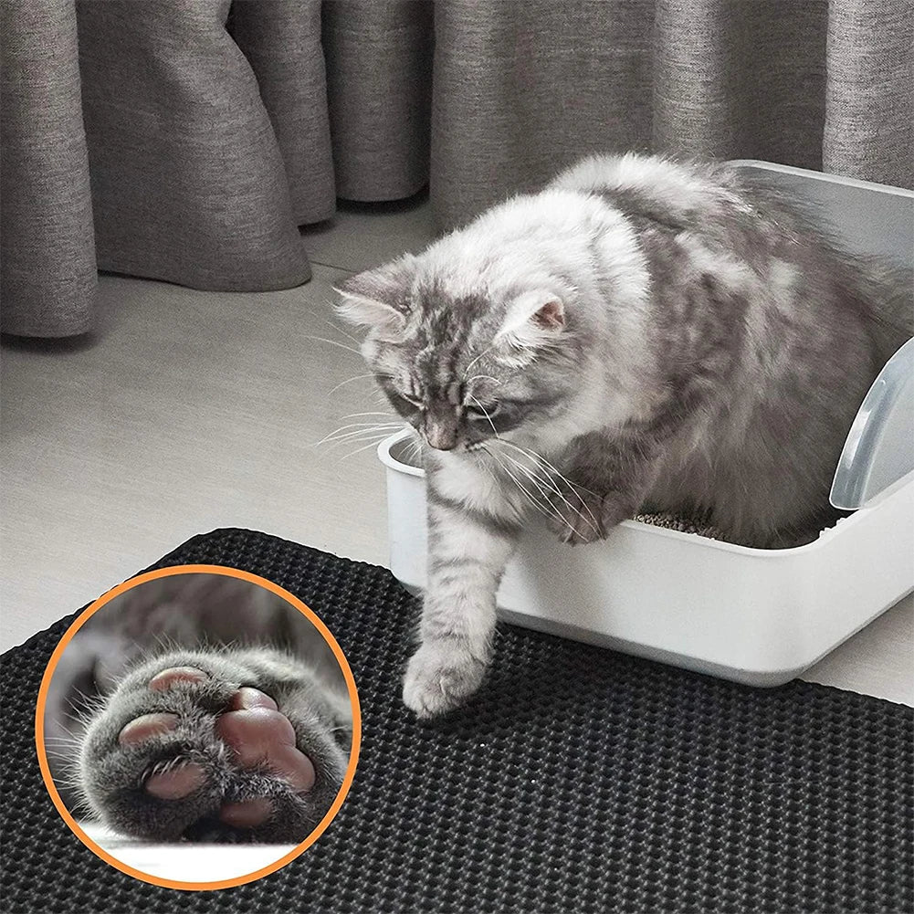 Cat Litter Mat Double Layer Waterproof Urine Proof Trapping Mat Easy to Clean Non-Slip Toilet Pad Cat Scratch Pad Large Foot Pad - Zecs shopping