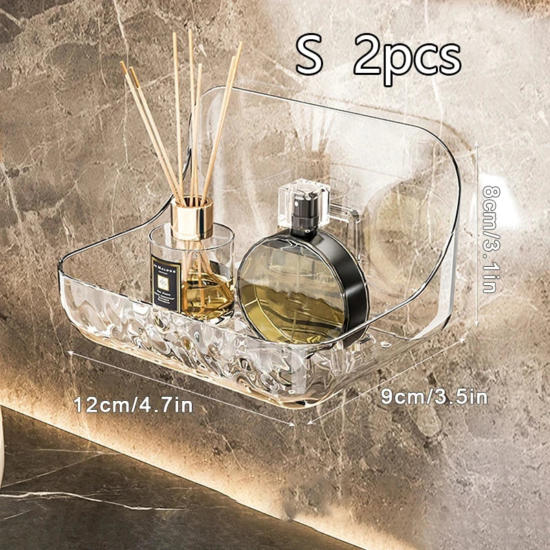 Bathroom Shelves Wall Mounted PET Shampoo Rack Makeup Storage Holder Punch Free Kitchen Organizer Shelf Corner Shower Caddy