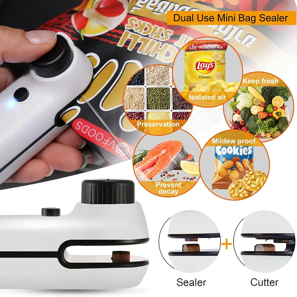 Rechargable In Bag Mini Heat Sealer Storage Bag Plastic Package Snack Sealer Clip Bag Handheld Heat Sealer Plastic Bag USB