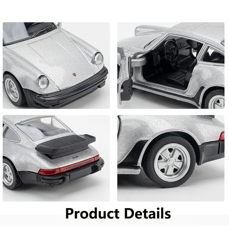 Makeda Scale Porsche Turbo Toy Car Model Alloy Diecast Retro Racing With Pull Back Scale Model For Boy Gift Collection