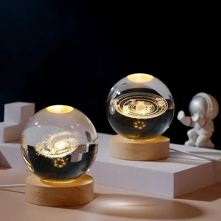 Aesthetic Moon Crystal Sphere Creative Clear Glass Galaxy Globe Night Light Crystal Ball Lamp Desktop Decoration Home Ornament - Zecs shopping
