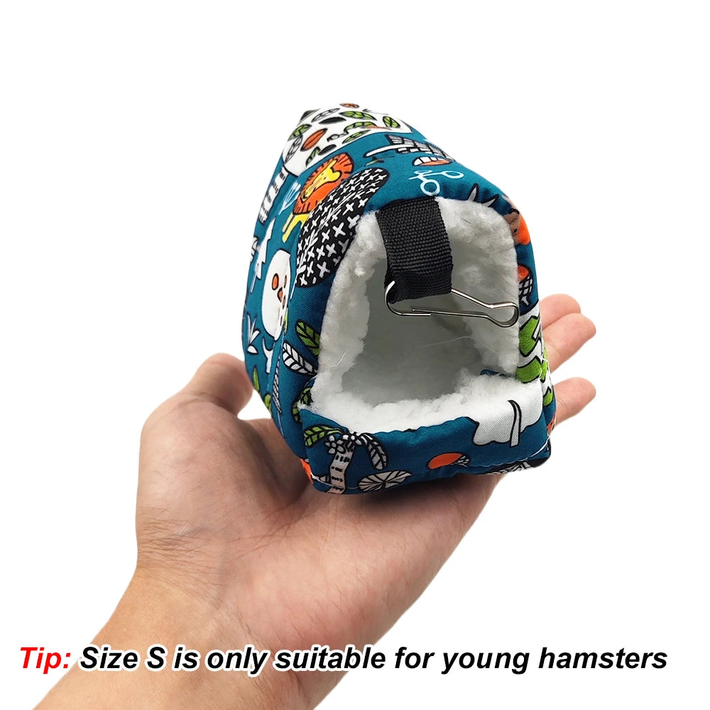 1pc Cute Print Bird Bed Mini Cage Rabbit Squirrel Mat Guinea Pig Nest Hamster House Small Animal Sleeping Bed Pet Hanging Cage - Zecs shopping
