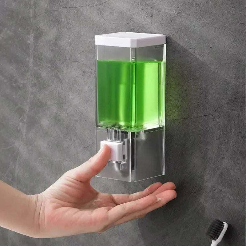 Non Perforated Manual Press Soap Dispenser Wall Mounted Traceless Disinfectant Bottle Bathroom Transparent Soap Dispenser