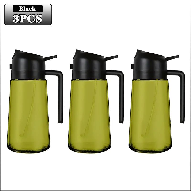 2-in-1 Dark Glass Oil Sprayer Olive Oil Dispenser Black Lightproof Oil Sprayer for Cooking Salads and Barbecues Barbecue Tools - Zecs shopping