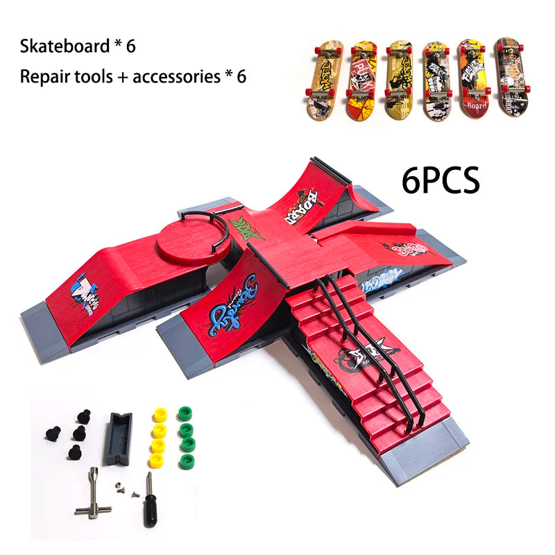 Finger Skatepark Set Professional Tech Practice Deck Platform Stunt Finger Skateboard Diy Assemble Ramp Park Kits Toys