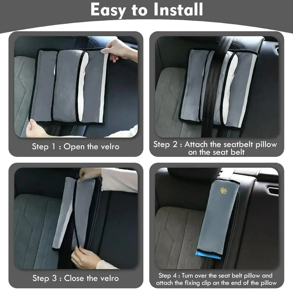 Kids Seatbelt Pillow & Cushion Pad Soft Car Seat Strap Cover for Comfy Rides