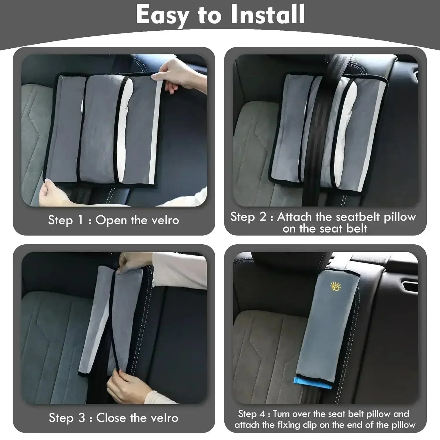 Kids Seatbelt Pillow & Cushion Pad Soft Car Seat Strap Cover for Comfy Rides