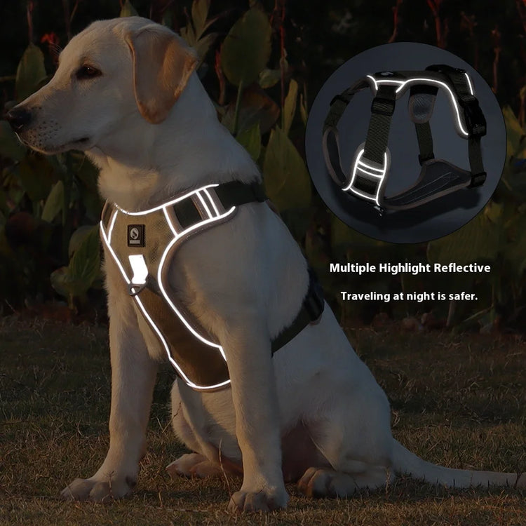 Reflective Adjustable Dog Harness for Medium Large Dog Labrador Army Oxford Cloth Training Vest Walk The Dog Comfortable Durable - Zecs shopping
