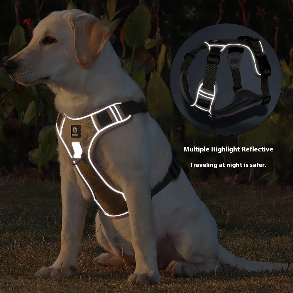 Reflective Adjustable Dog Harness for Medium Large Dog Labrador Army Oxford Cloth Training Vest Walk The Dog Comfortable Durable