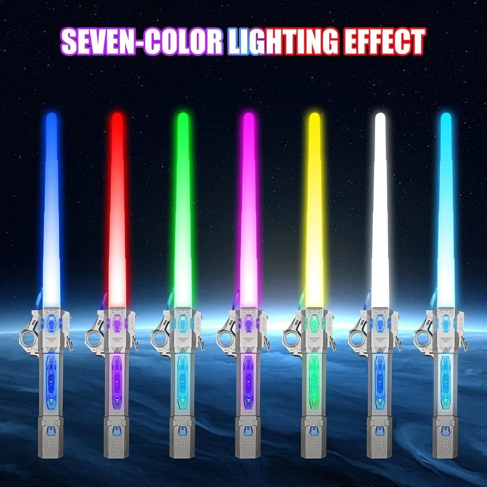 Children Colorful Glowing Sword Toys Telescopic Music Laser Sword -In- Rotating Decompression Toy Light Sword