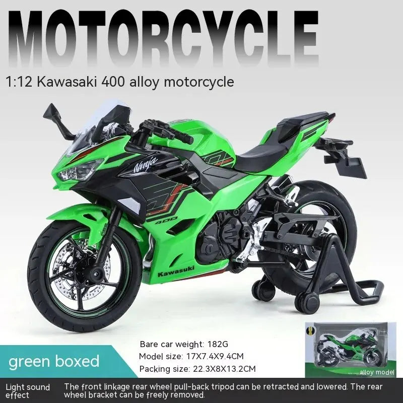 Kawasaki Motorcycle Die-Cast Model - Sound & Light Effects - Authentic Details - Fun For Kids & Motorcycle Lovers