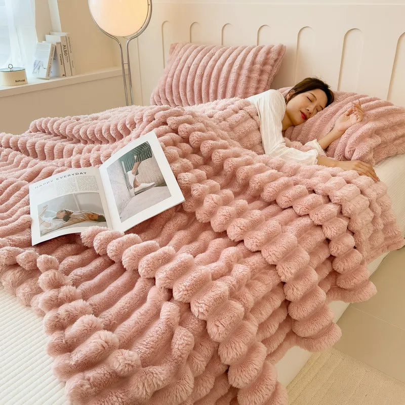 Multi Functional Striped Blanket For Warmth And Comfort - Zecs shopping