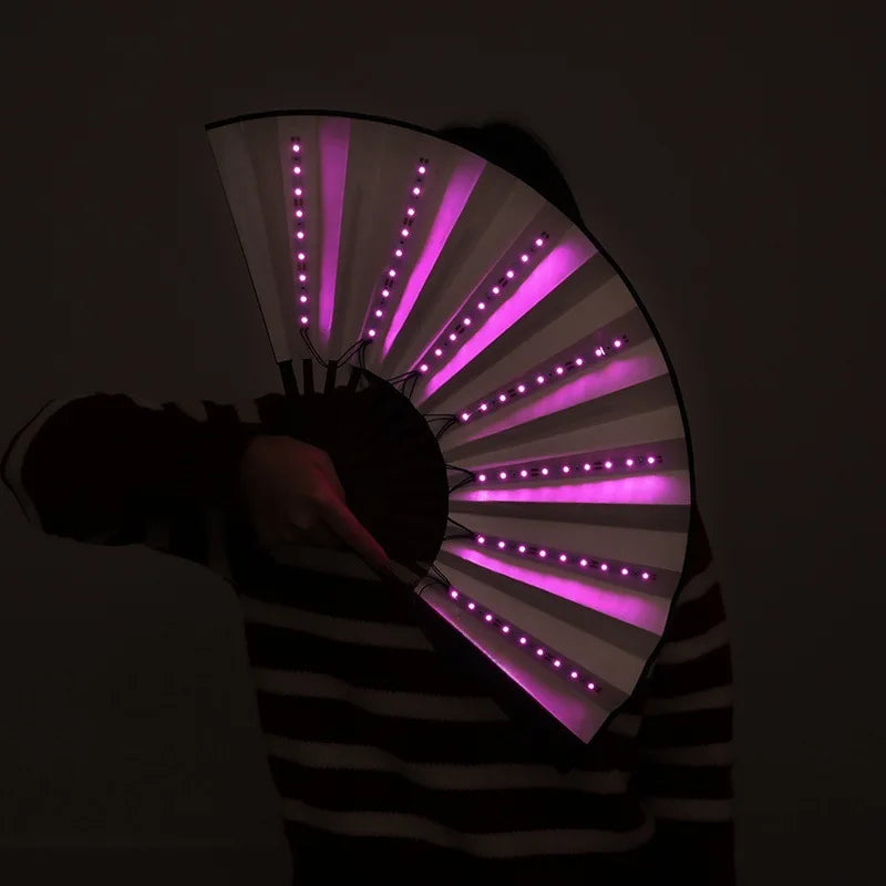 Glow Folding Led Fan Dancing Light Fan Night Show Halloween Christmas Rave Festival Accessories Glow In The Dark Party Supplies - Zecs shopping