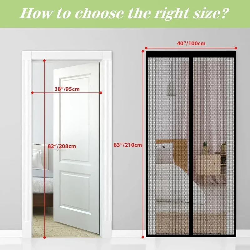 Heavy Duty Magnetic Screen Door Mesh Curtain Mosquito Net Bug Hands Free Partition Mute Striped Door Curtain Bedroom Ventilation - Zecs shopping