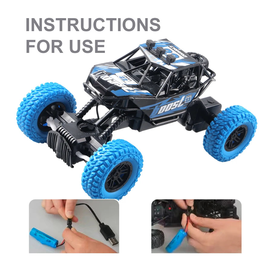 Remote Control Off-Road Car 🚙💡 Flashing Lights, Rubber Wheels – Perfect Christmas Gift for Kids 🎄