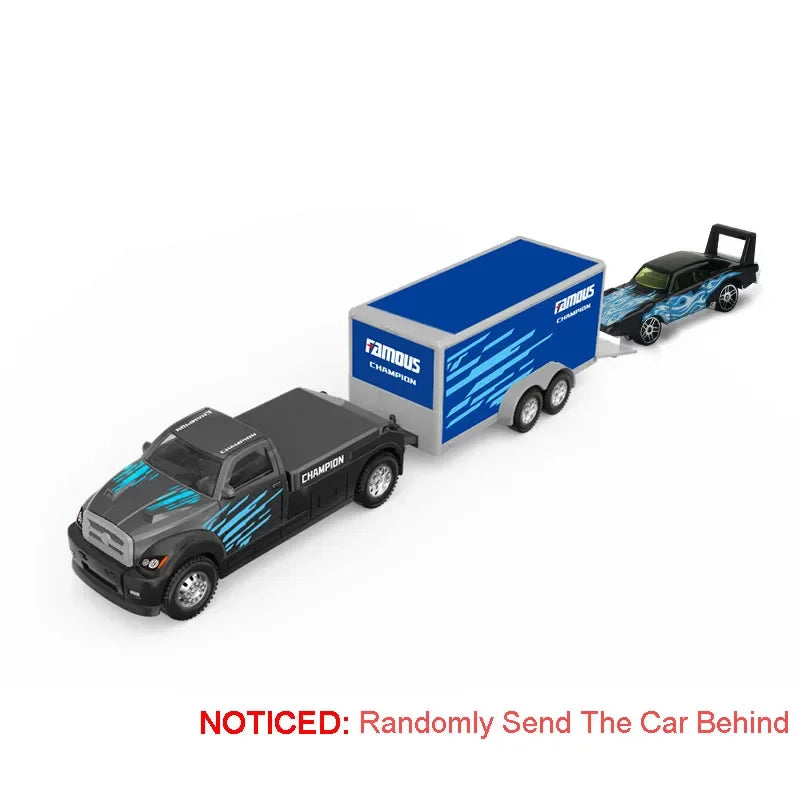 Alloy Container Trailer Pull-Back Diecast Rescue & Engineering Toy for Kids