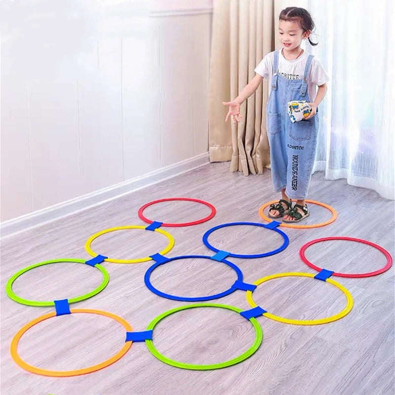 Outdoor Kids Jump Ring Game Set - Hoops & Connectors for Boys Girls Fun Physical Training Sport Toys for Park Play
