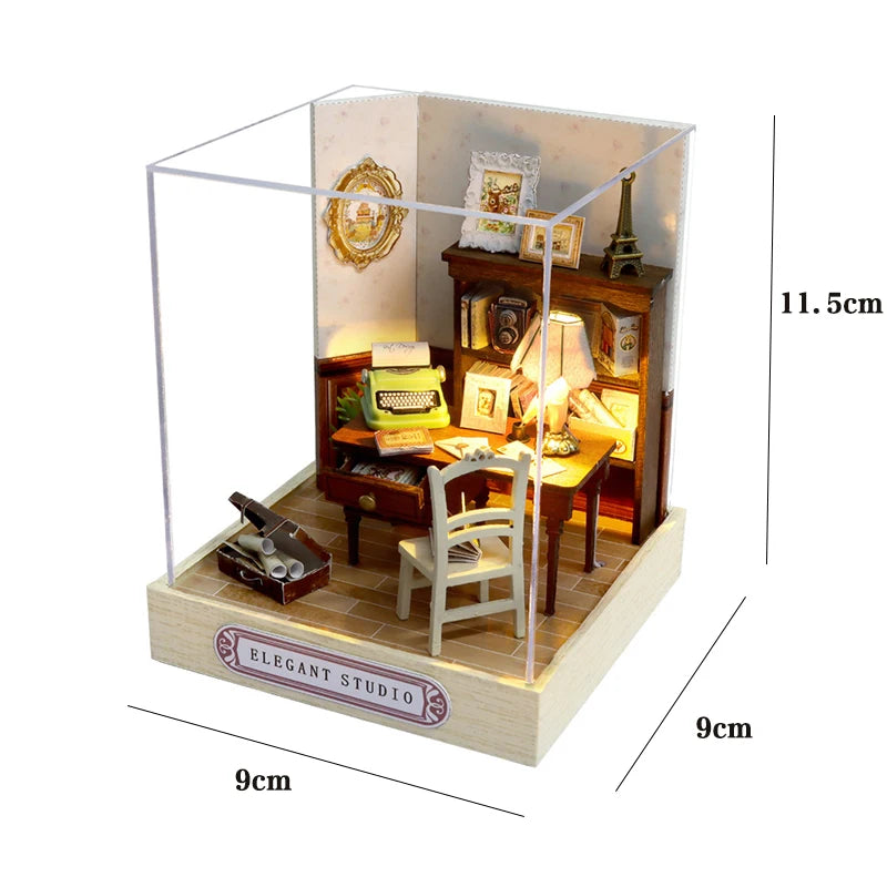 Wooden Miniature Doll House Diy Small House Kit Making Room Toys D Puzzle Assembly Building Model Toys For Birthday Gifts Fun Gift for Kids & Family