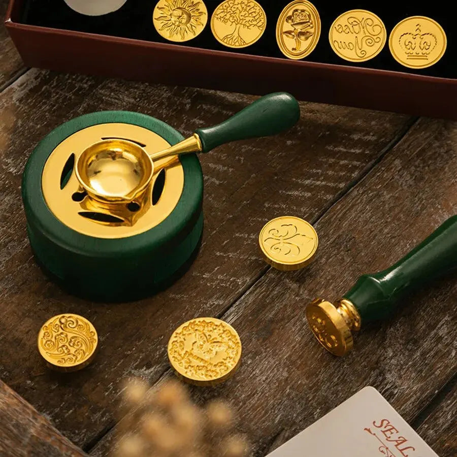 1set Wax Seal Warmer,Wax Seal Kit with Wax Seal Spoon for Melting Wax Seal Beads Or Sealing Wax Sticks - Zecs shopping