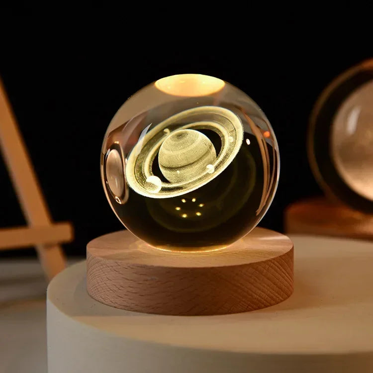 Aesthetic Moon Crystal Sphere Creative Clear Glass Galaxy Globe Night Light Crystal Ball Lamp Desktop Decoration Home Ornament - Zecs shopping