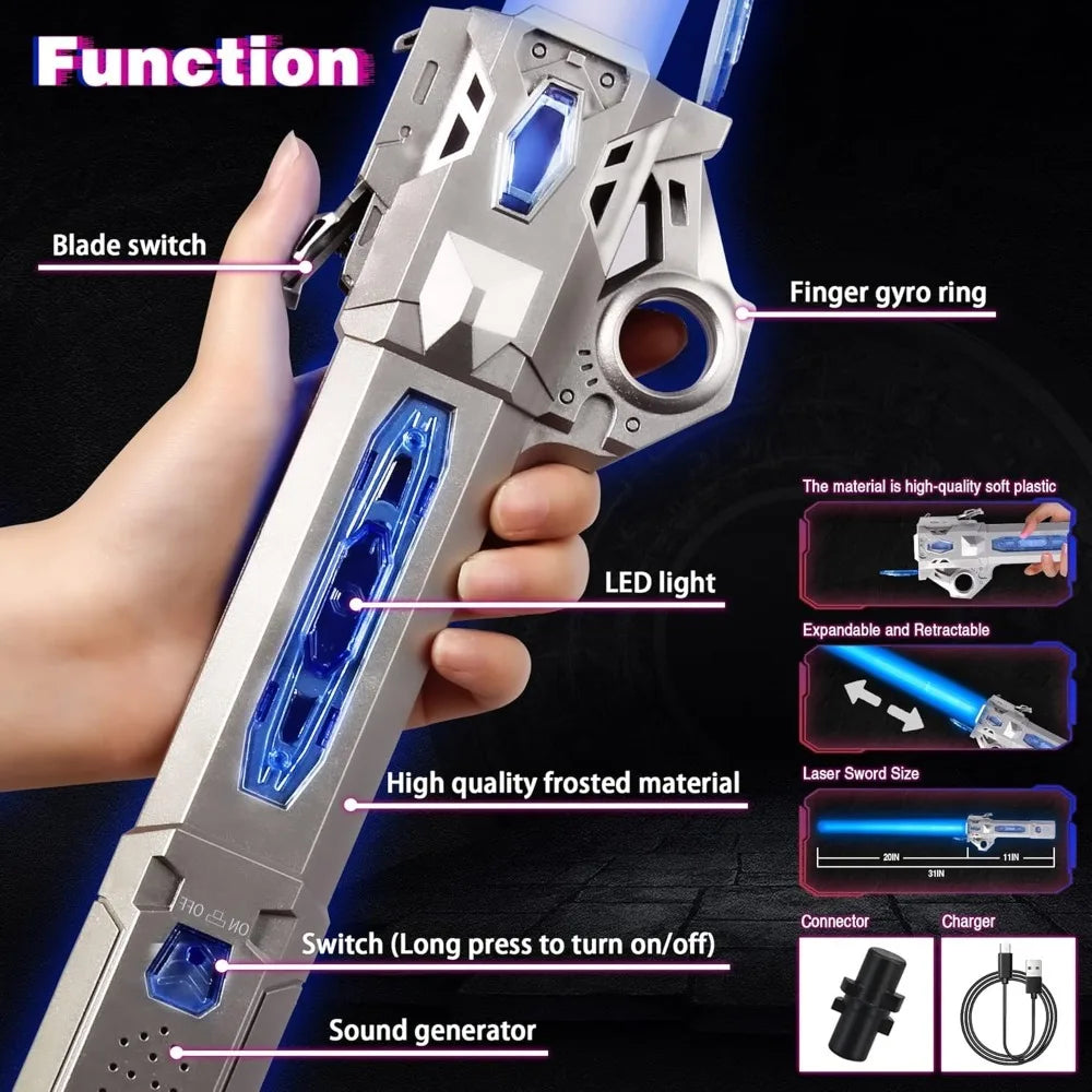 Children Colorful Glowing Sword Toys Telescopic Music Laser Sword -In- Rotating Decompression Toy Light Sword