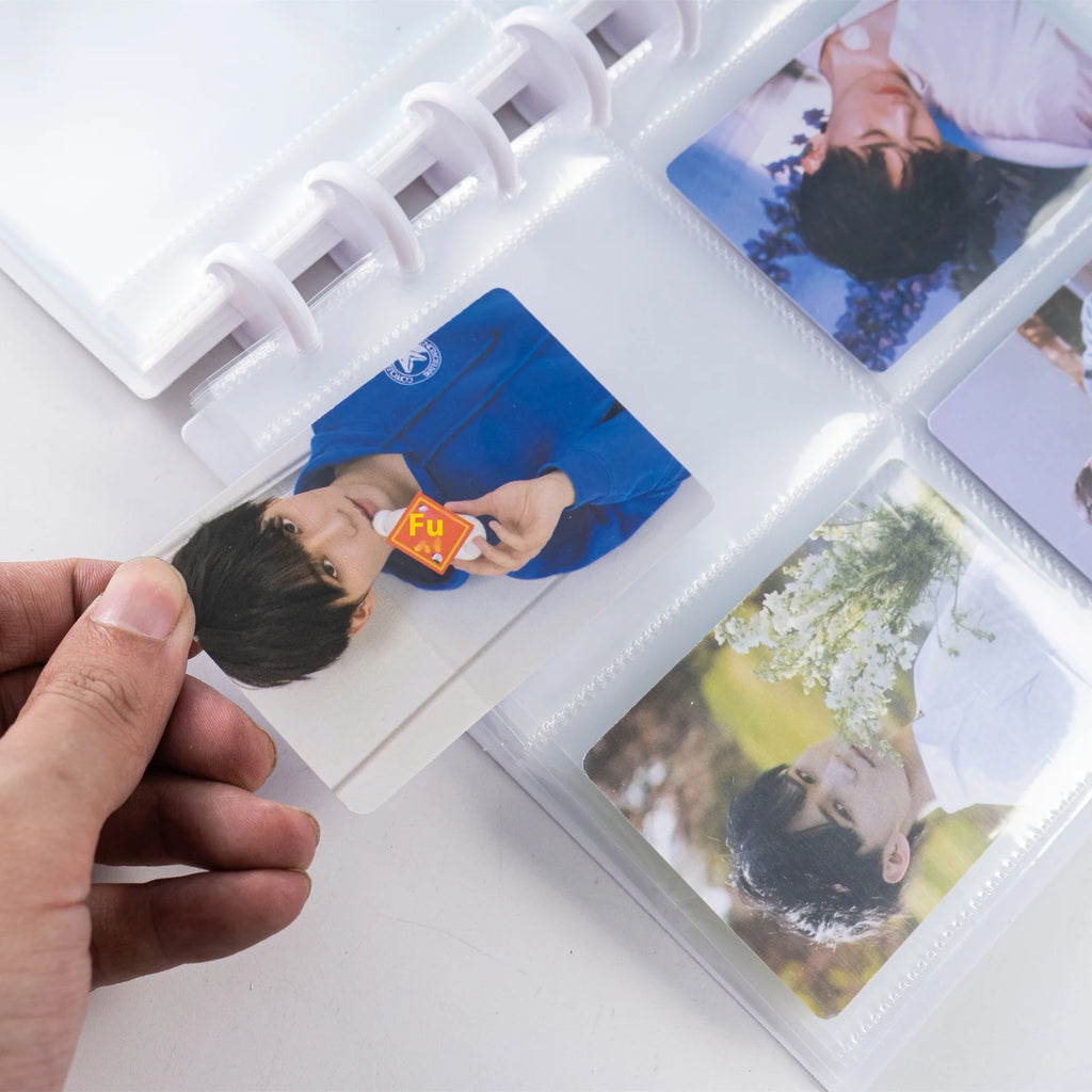 1 Mushroom Hole Card Collection Book Solid Colour Insert Loose-leaf Album 3 Inch Four-panel Photo Postcard Storage and Sorting - Zecs shopping