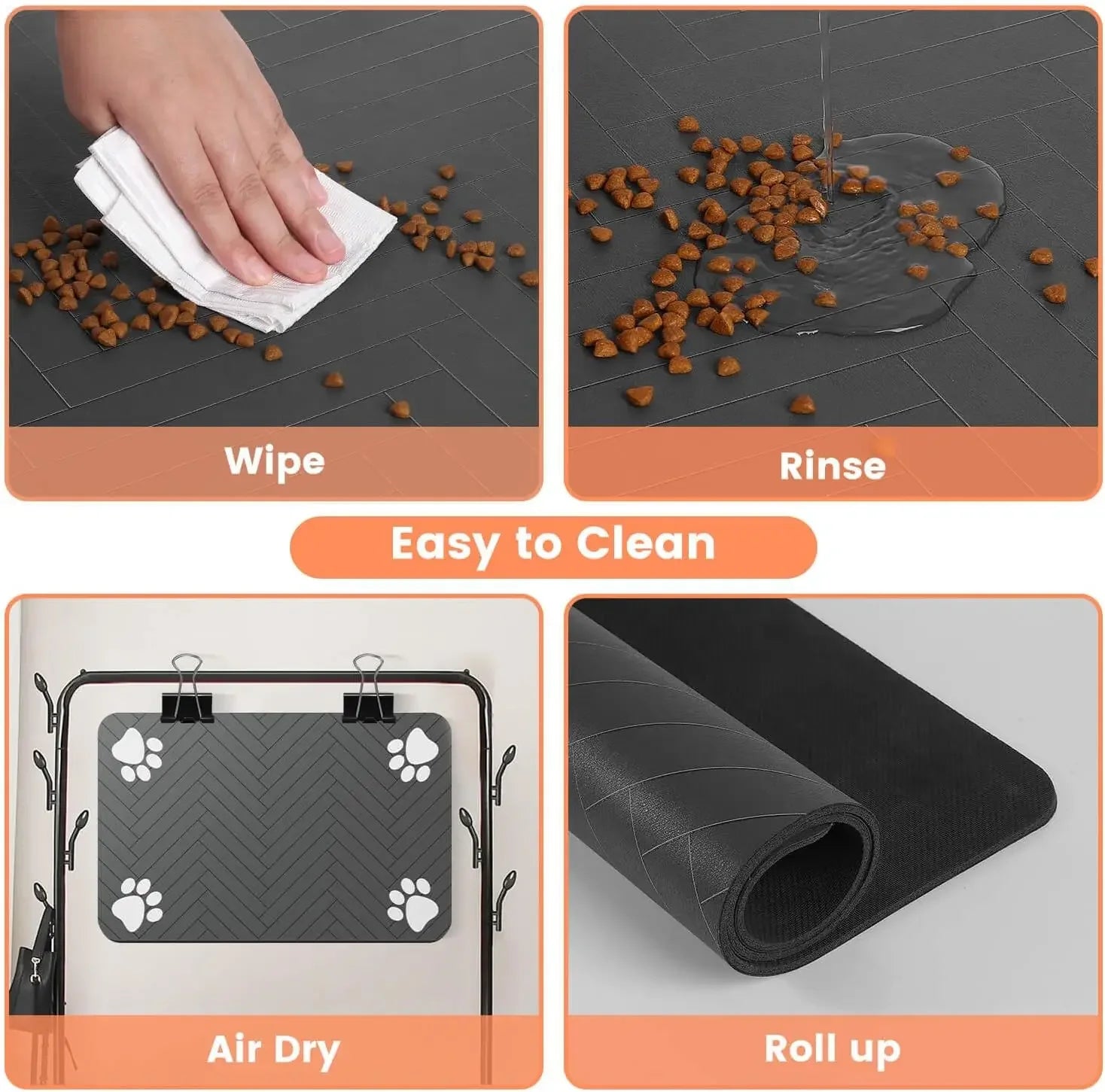 S（little kitten ）、M、L bsorbent Pet Feeding Mat, Waterproof Placemat for Dog & Cat Food & Water Bowls, Quick-Dry Rubber Backing - Zecs shopping