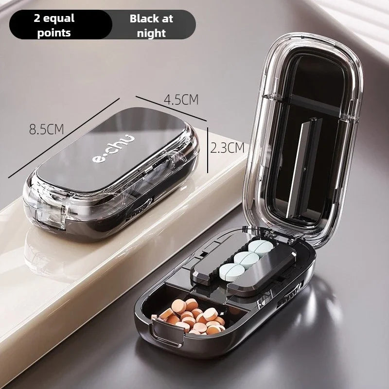 Adjustable Pill Cutter & Storage Box Portable Medicine Organizer & Crusher