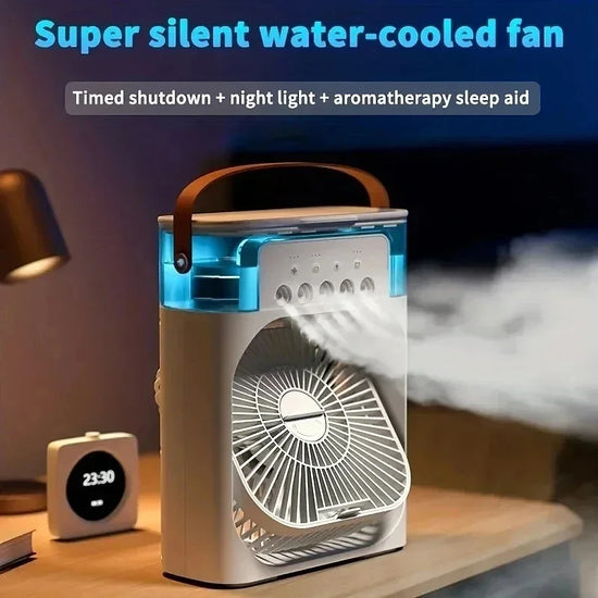 Portable Mini Air Cooler Fan – LED Night Light Desktop Air Conditioner for Home & Office