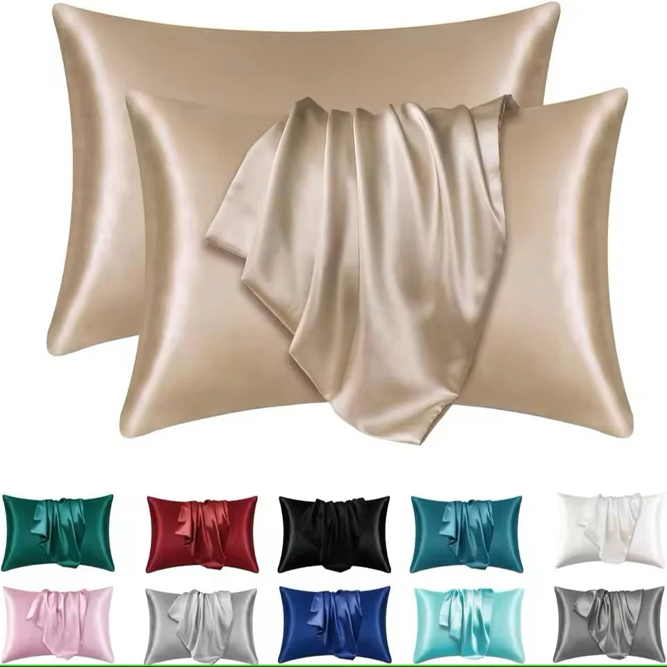 2pcs Satin Silk Pillowcase for Hair and Skin, Coral Pillow Cases Standard Size Set of Super Soft Pillow Case - Zecs shopping