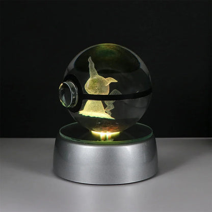 Pokemon 3D Crystal Ball LED Night Light – Pikachu, Gengar, Eevee & Mewtwo Collectible Lamp
