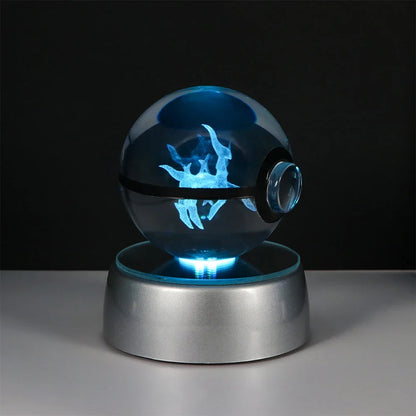 Pokemon 3D Crystal Ball LED Night Light – Pikachu, Gengar, Eevee & Mewtwo Collectible Lamp