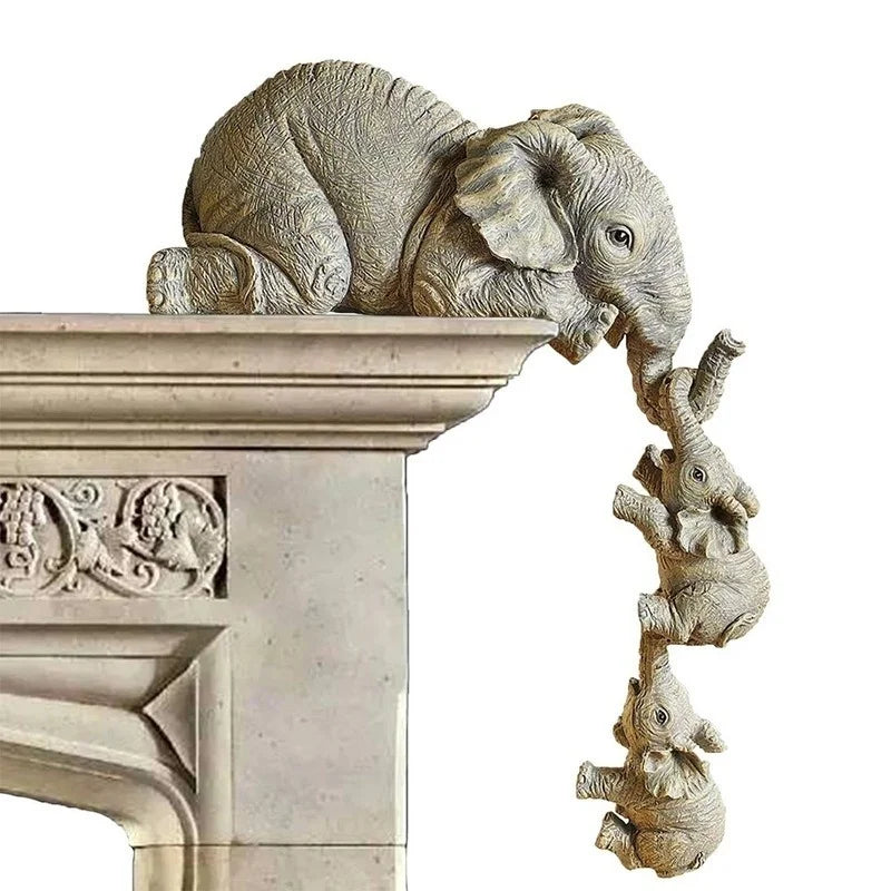 3pcs/set Cute Elephant Figurines Elephant Holding Baby Elephant Resin Crafts Home Furnishing Gift - Zecs shopping