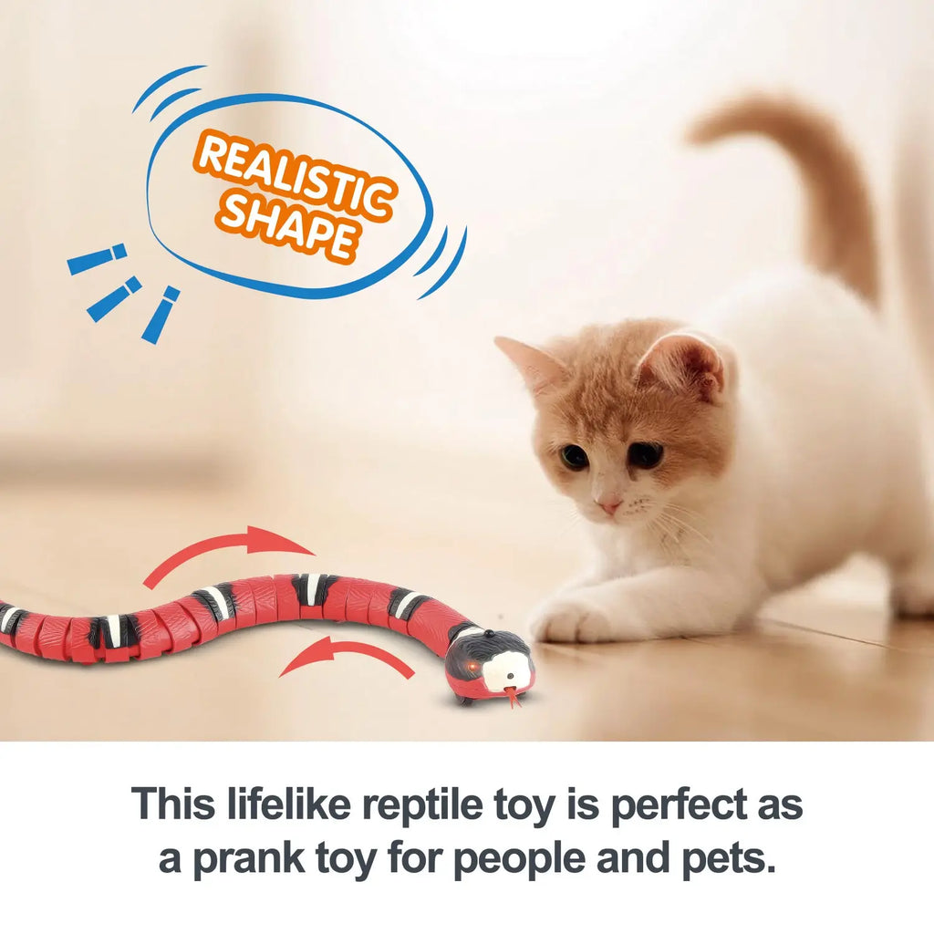 Smart Sensing Cat Toys Interactive Automatic Eletronic Snake Cat Teaser Indoor Play Kitten Toy USB Rechargeable for Cats Kitten - Zecs shopping