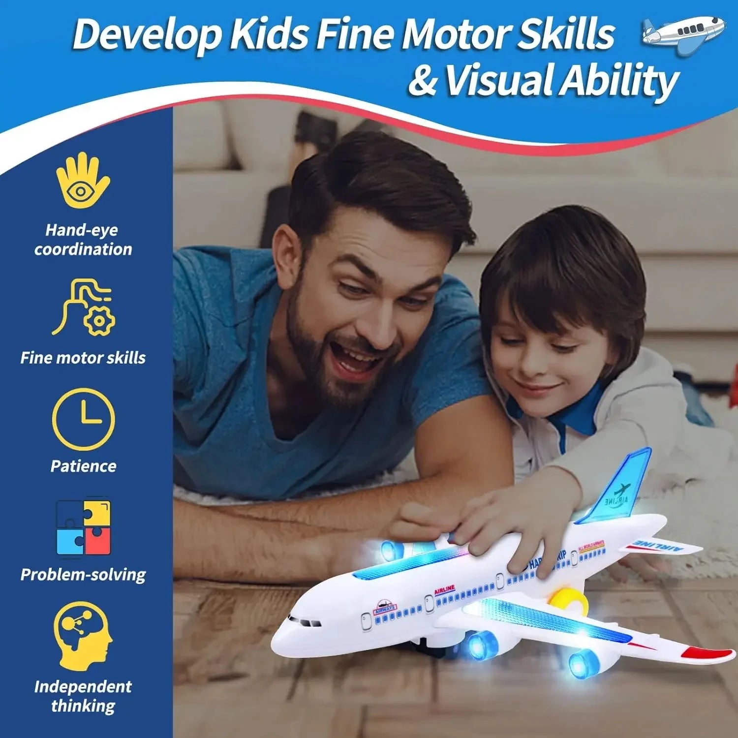 Electronic Music Airplane Rotating Autopilot Toy for Kids