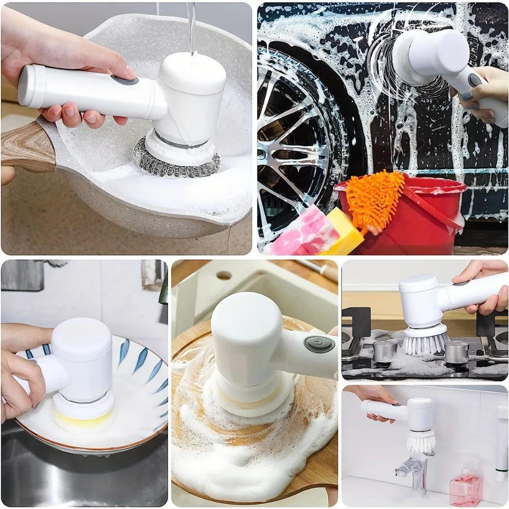 Electric Spin Scrubber With Replaceable Brush Head Power Electric Cleaning Brush Handheld Rechargeable Shower Scrubber