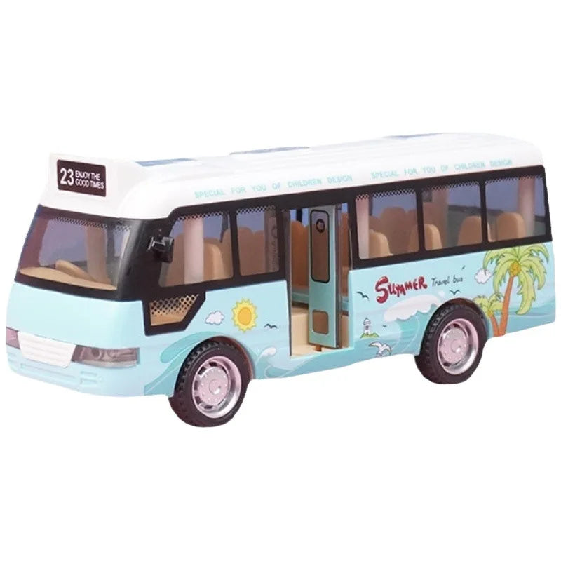 School Bus Toys Cars Die Cast Little Cars City Bus With Sound And Light Up Friction Powered Cars Play Toys Gift For Kids