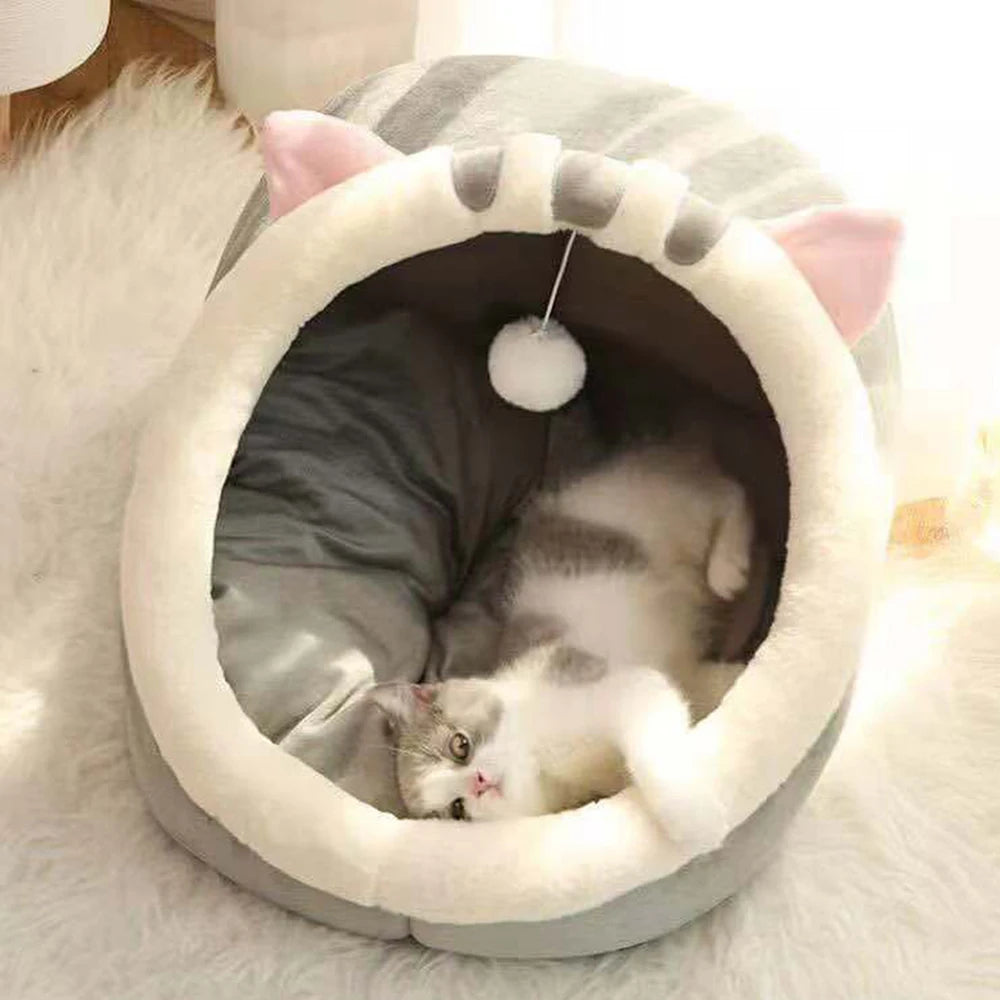 1PC Four Seasons Universal Semi-Closed Cute Comfortable Cat Nest Bed Warm Pet Nest - Zecs shopping