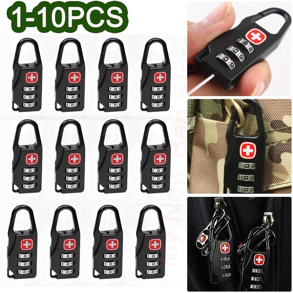 -PCS Portable Alloy Lock Padlock Outdoor Travel Luggage Zipper Backpack Handbag Safe Anti-theft Combination Code Number Lock