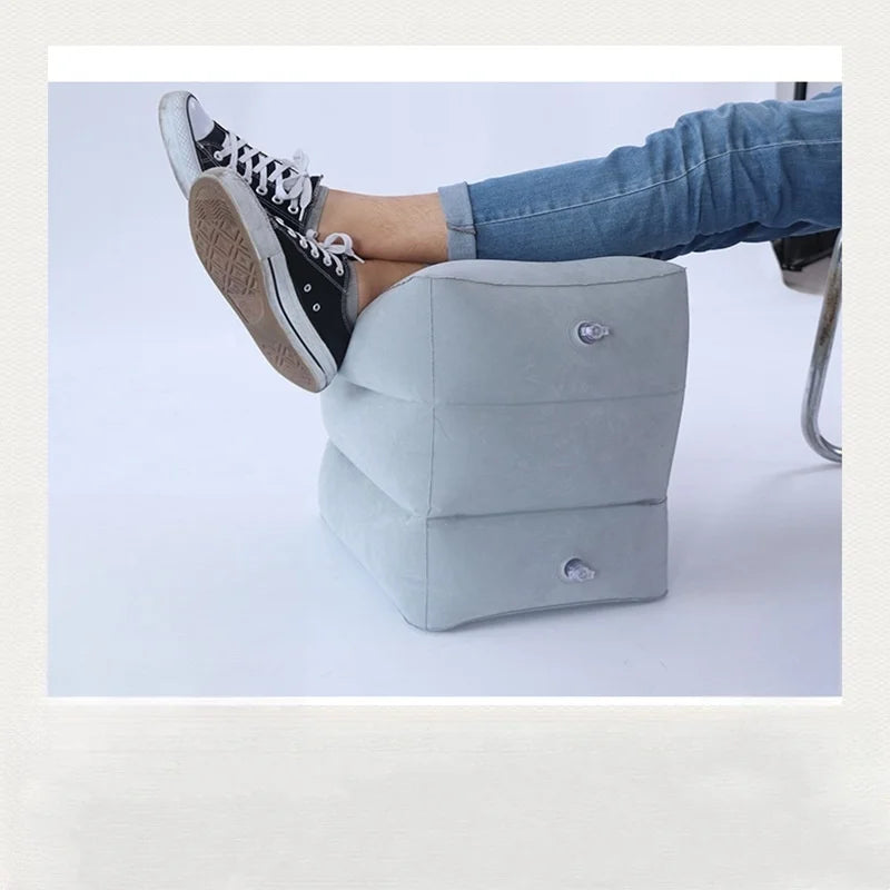 A portable inflatable outdoor travel footstool with three-layer leg cushions for multi-purpose use - Zecs shopping