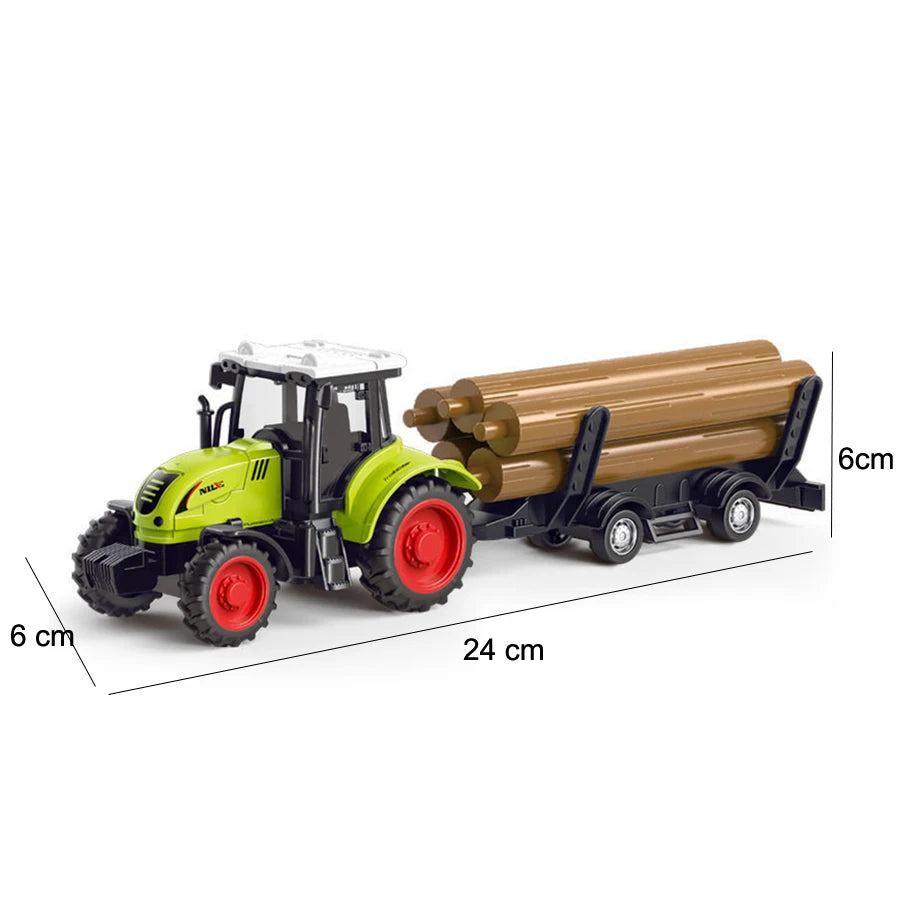 Farm Tractor & Pulverizer Toy Inertia Car & Educational Engineering Toy for Kids