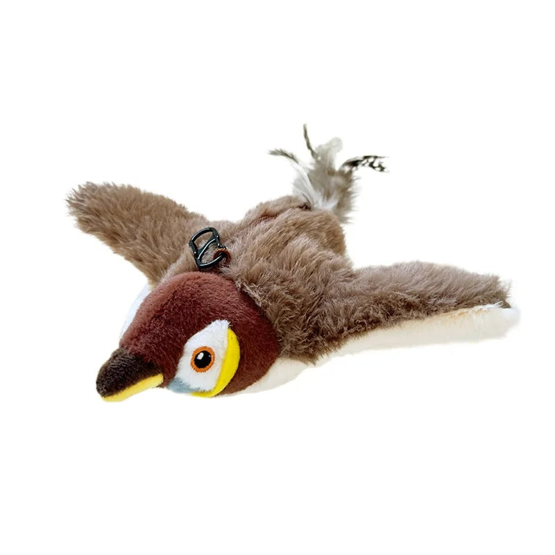 2 Styles Interactive Cat Toy Flapping Bird With Catnip Rechargeable Bird Cat Toys Touch Activated Fluffy Plush Toys For Cats - Zecs shopping