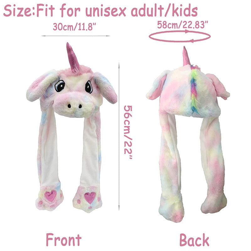 Unicorn Plush Ear Hat Jumping Bunny Ears Fun Dress-Up Toy for Kids & Adults