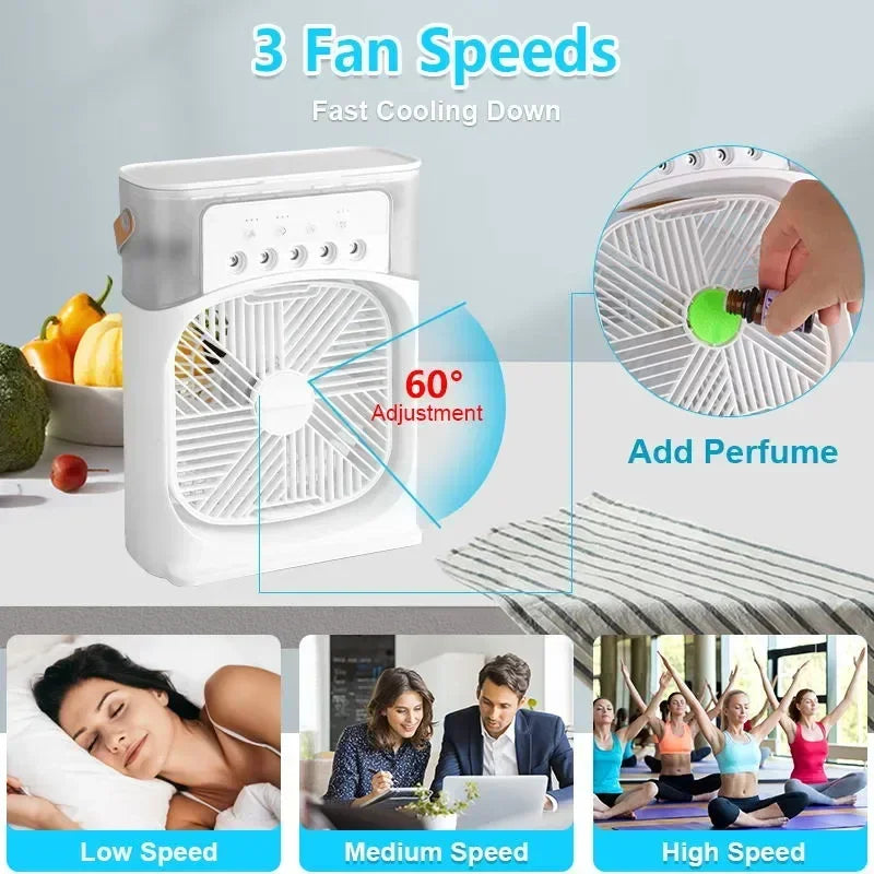 Portable In Fan AIr Conditioner Household Small Air Cooler LED Night Lights Air Adjustment Home Fans Dropshipping