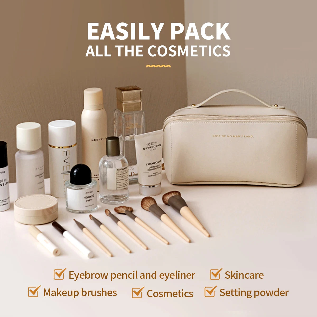 pc Makeup Organizer Female Toiletry Bag Make Up Case Storage Pouch Luxury Lady Box Cosmetic Bag Organizer Bag For Travel Zip