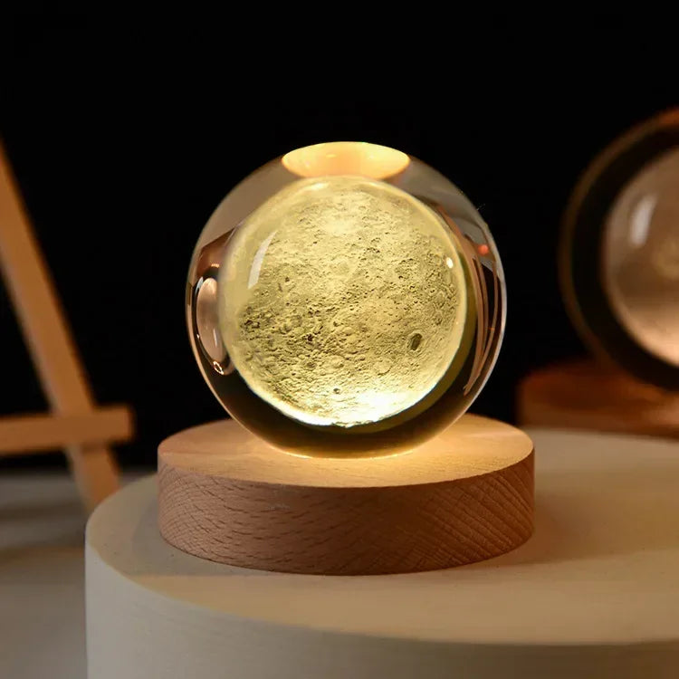 Aesthetic Moon Crystal Sphere Creative Clear Glass Galaxy Globe Night Light Crystal Ball Lamp Desktop Decoration Home Ornament - Zecs shopping