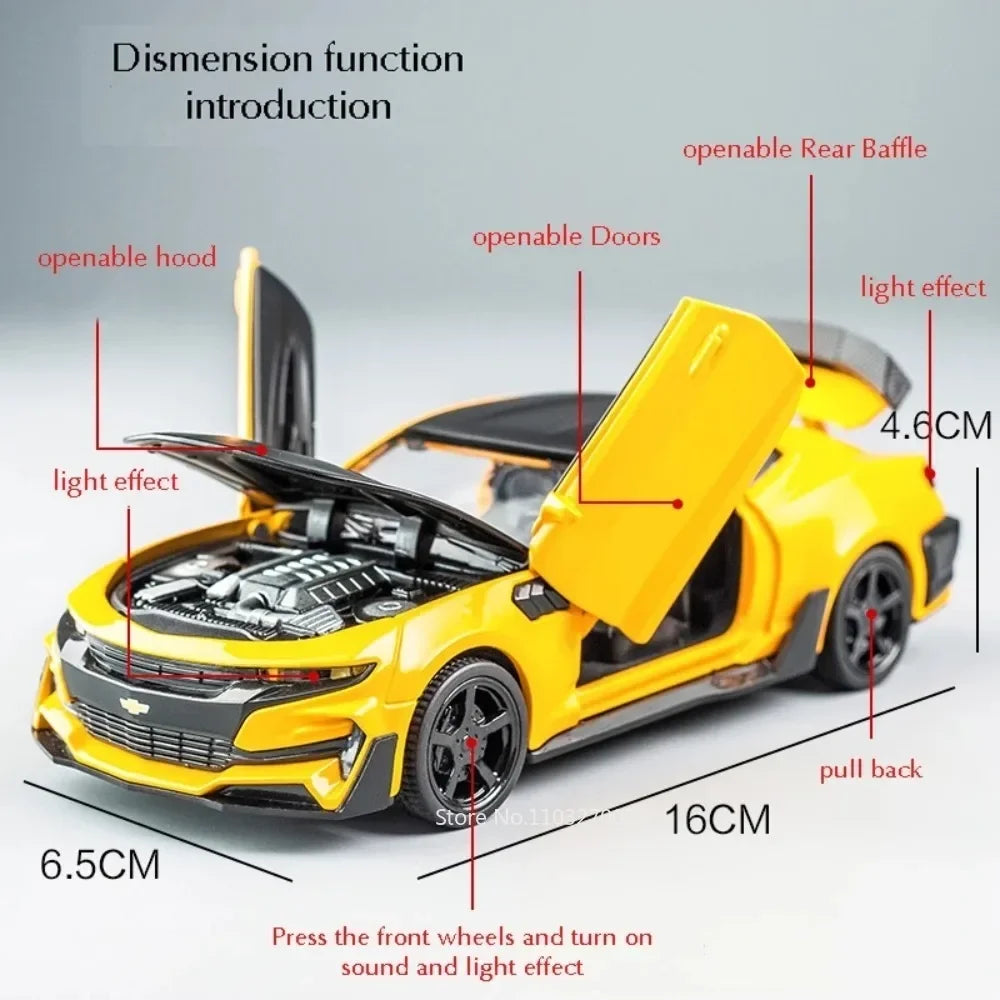 Camaro Alloy Car -Door Pull-Back Toy with Sound & Lights for Kids & Collectors