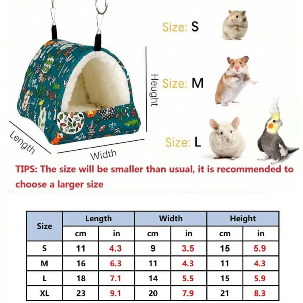 pc Cute Print Bird Bed Mini Cage Rabbit Squirrel Mat Guinea Pig Nest Hamster House Small Animal Sleeping Bed Pet Hanging Cage